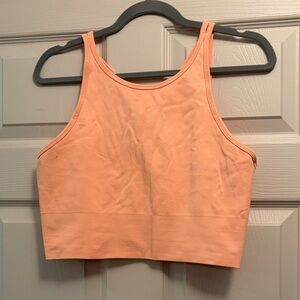 Athleta Peach Ribbed Cropped Tank Top